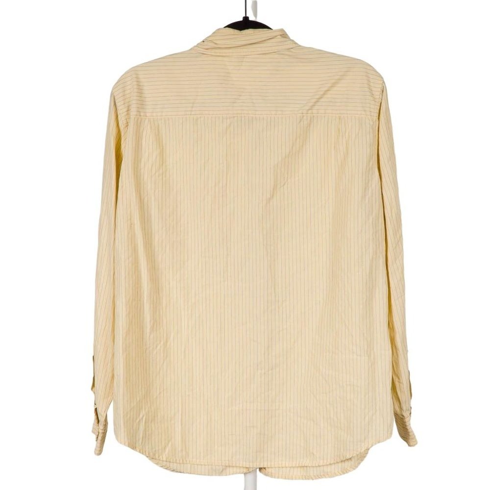Evan Picone 100% Cotton Button Down Pastel Yellow Vertical Stripes Long Sleeve - Picture 6 of 6